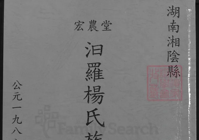 湖南汨罗杨氏族谱（宏农堂）-中华家谱网