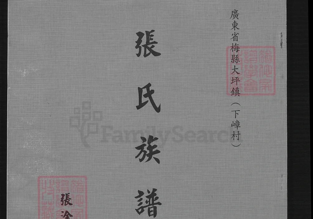 广东梅州梅县大坪镇下嶂村张氏族谱电子版PDF下载-中华家谱网