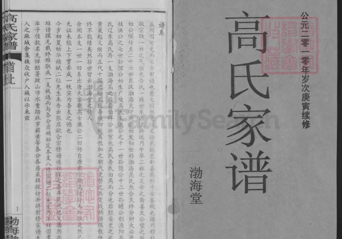 湖北黄冈蕲春县高氏家谱（渤海堂）-中华家谱网