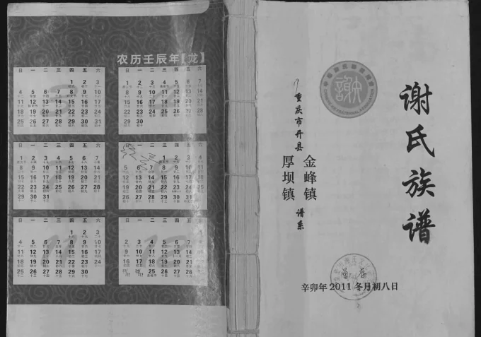 重庆开州区开县金峰厚坝谢氏族谱电子版PDF下载-中华家谱网