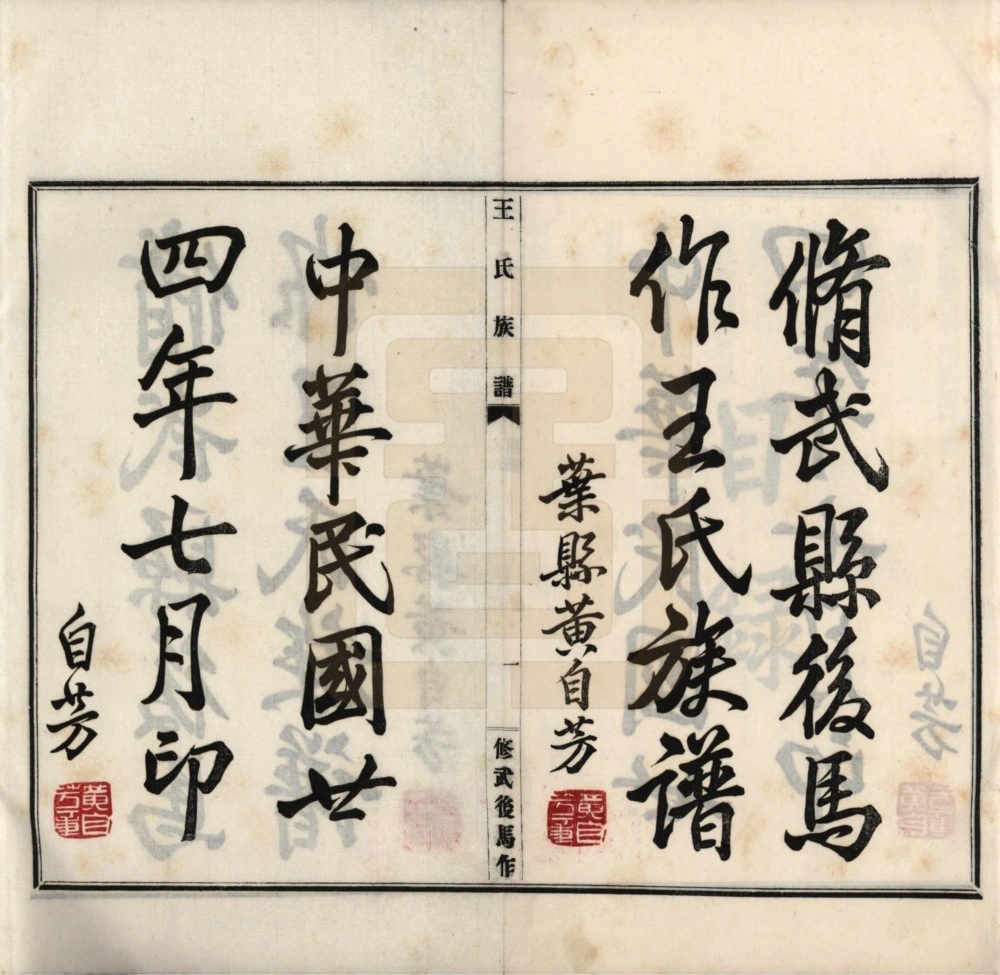 图片[1]-河南焦作修武后马作王氏族谱电子版PDF下载-中华家谱网